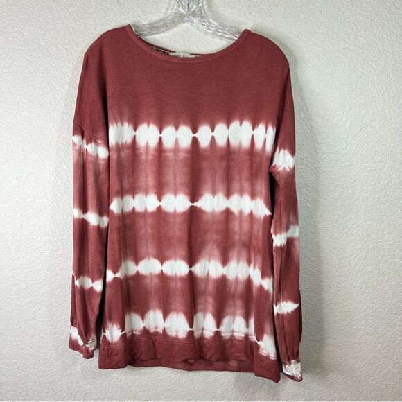 Knox Rose Womens Tie Dye Sweatshirt Top Long Sleeve Pullover Ombre‎ Red Medium - Picture 1 of 6